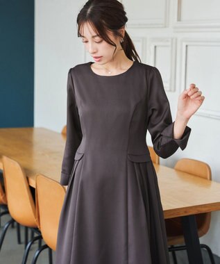 Tiaclasse 【洗える】サイドフラップワンピース チャコールグレー
