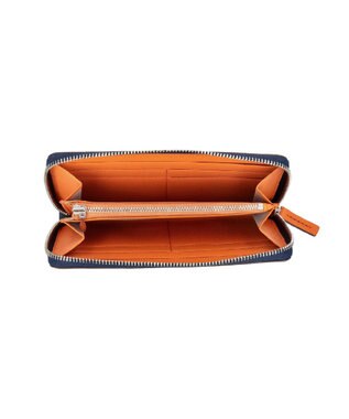 Atelier nuu 【長財布/バイカラー/本革】noble ラウンドウォレット ネイビー×オレンジ