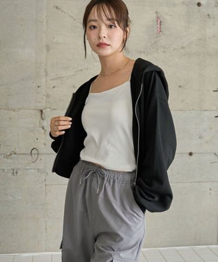 WEGO ショートジップパーカー ブラック