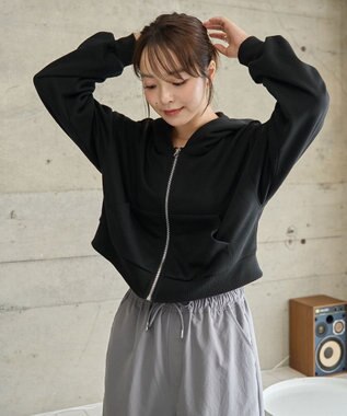 WEGO ショートジップパーカー ブラック