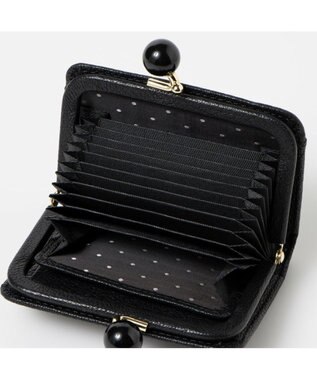 UNBILLION ペルケ perche / アクリル玉ドット刺繍・ジャバラカードウォレット ブラックドット