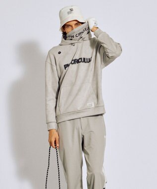 PW CIRCULUS 2025 NEW！【手洗い洗濯可】【MEN】キャットグラフィック スエードライク デタッチャブルフーディ ゴルフ グレー系