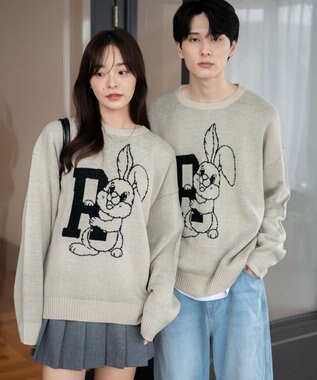 WEGO 【新色追加/ユニセックス着用ITEM/SMLサイズ展開】ジャガードグラフィックプルオーバー（LS） 柄4