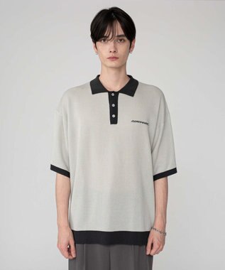 WEGO 【ユニセックス着用ITEM/MLサイズ展開】ワンポイントニットポロシャツ（SS） ライトグレー