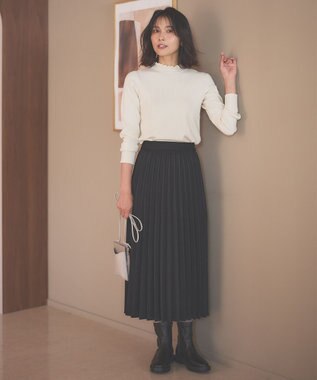 ANY L 【10色展開/ウエストゴム】ウーリッシュフラノ プリーツスカート ブラック