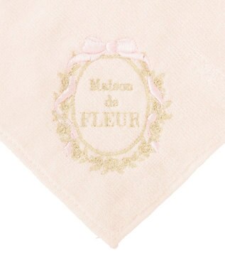 Maison de FLEUR リボンフレーム刺繍タオルハンカチ Pink