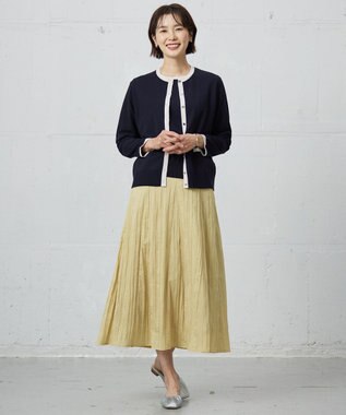 J.PRESS LADIES L 【洗える・ニットセット】TRIM TWIN ニット ネイビー×ベージュ系