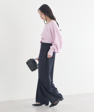 earth music&ecology バルーンパンツ Stripe Navy