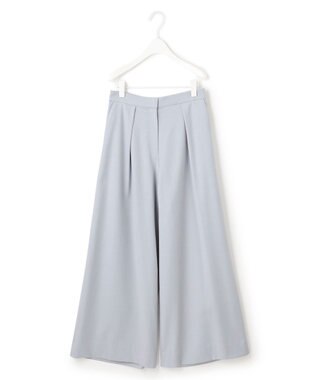 ICB L 【洗える】 ウールヴィスコースストレッチ タックパンツ ライトグレー系