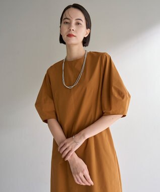 UNFILO FINE MOVE ランタンスリーブワンピース キャメル