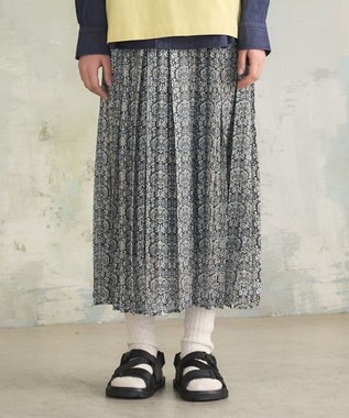 J.PRESS YORK STREET 【WOMEN】オリジナルタイルプリント ワイドプリーツスカート