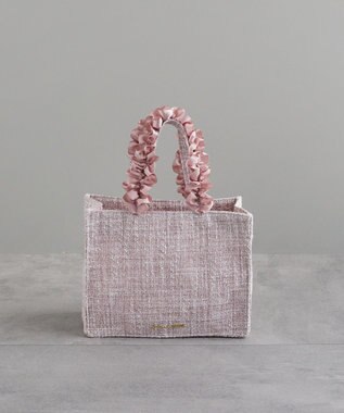 Maison de FLEUR ツイードフリルハンドルスクエアトートSバッグ Pink