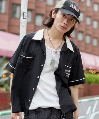 WEGO 【ユニセックス着用ITEM】ボーリングシャツ（SS） ブラック