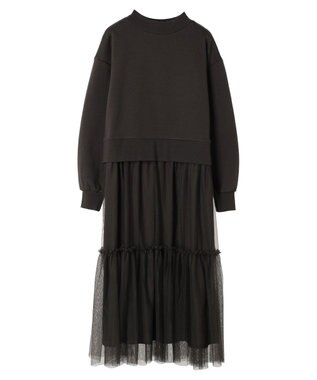 Green Parks ・ＳＵＧＡＲ　ＳＰＯＯＮ　チュールドッキングワンピース Black