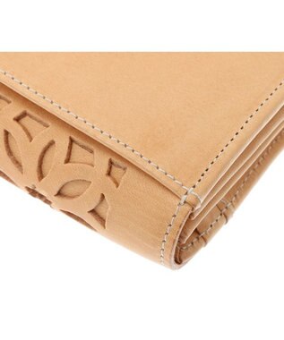 genten カットワーク フラップ長財布 ヌメベージュ