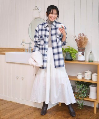 WEGO 【2025年秋冬新作/SMLサイズ展開/ユニセックス着用ITEM】オンブレチェックネルシャツ（LS） 柄4