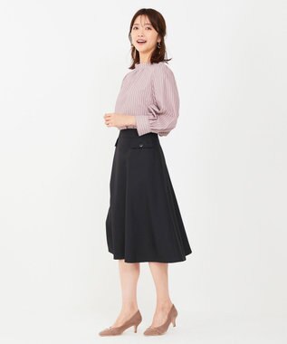 ANY SIS 【洗える】フェイクパールストライプ ブラウス ベージュストライプ