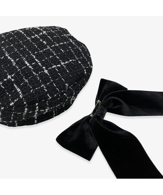 林八百吉商店 un chapeau ツイードマリンリボンキャス ブラック