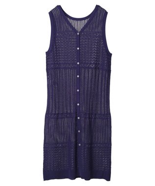 Green Parks すかし柄ロングベスト Blue