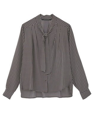 YECCA VECCA ジオメ柄ボウタイブラウス Navy