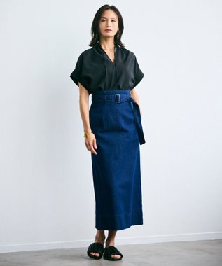 BEIGE， 【洗える/接触冷感/速乾/UVケア対応】BATEAU / Vネックバックギャザーハーフスリーブブラウス Black