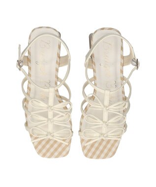 Bridget Birkin 【Bridget Birkin】ギンガムチェックリボンサンダル アイボリーエナメル