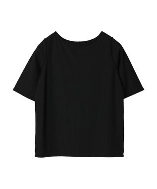 Green Parks ５分袖カットリブプルオーバー Black