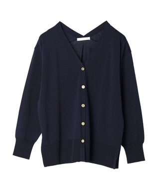 Green Parks ゴールド釦ニットカーディガン Navy