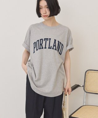 AMERICAN HOLIC PORTLAND裾ラウンドTシャツ Light Gray Mixture