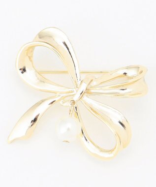 組曲 リボンパールブローチ ゴールド系