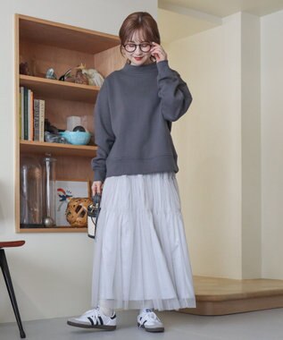 AMERICAN HOLIC モックネック裏起毛プルオーバー Charcoal Gray