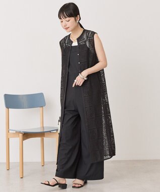 AMERICAN HOLIC 【2点セット】ロングレースジレ+サロペット Black