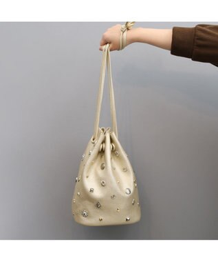 UNBILLION カカトゥ kakatoo / WEB限定ビジューミックスチャーム ドロストバッグ ゴールド