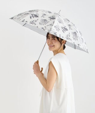 MOONBAT Fuwacool(フワクール) フワクールホワイト 晴雨兼用日傘 折りたたみ傘 トワルドジュイ 軽量 一級遮光／遮熱／UV ライトグレー