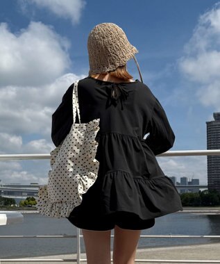 WEGO 【UVカット/接触冷感/吸水速乾/水陸両用/ラッシュガード】ティアードデザイントップス ブラック