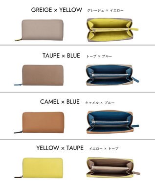 Atelier nuu 【長財布/バイカラー/本革】noble ラウンドウォレット キャメル×ブルー