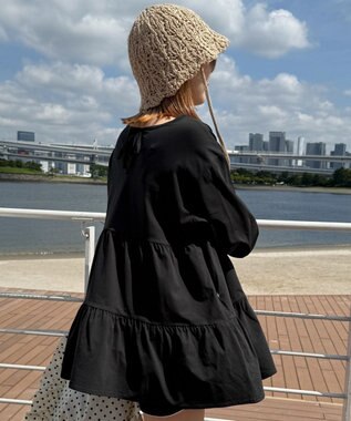 WEGO 【UVカット/接触冷感/吸水速乾/水陸両用/ラッシュガード】ティアードデザイントップス ブラック