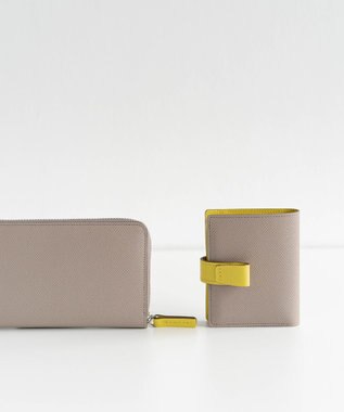 Atelier nuu 【長財布/バイカラー/本革】noble ラウンドウォレット グレージュ×イエロー