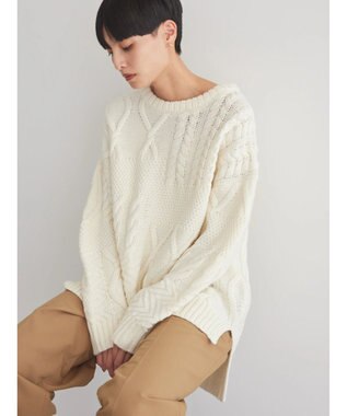 AMERICAN HOLIC パッチワークケーブルニットプルオーバー Ivory