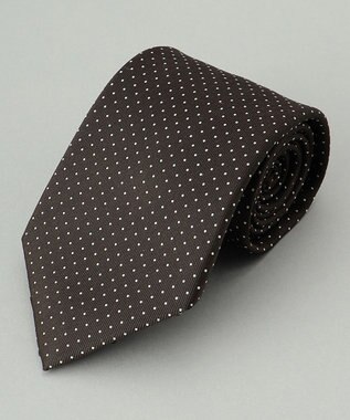 GOTAIRIKU 定番【日本製】シルク ネクタイ_ピンドット ダークブラウン系8