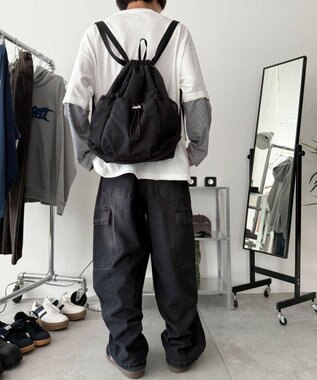 WEGO 【ユニセックス着用ITEM】メッシュポケットナップサック ブラック