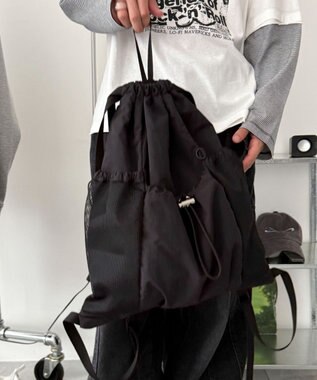 WEGO 【ユニセックス着用ITEM】メッシュポケットナップサック ブラック