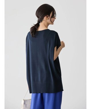 AMERICAN HOLIC 前振りニットフレンチスリーブプルオーバー Navy