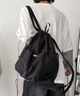WEGO 【ユニセックス着用ITEM】メッシュポケットナップサック ブラック
