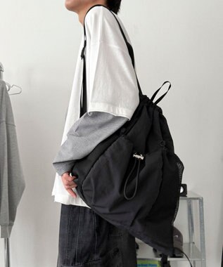 WEGO 【ユニセックス着用ITEM】メッシュポケットナップサック ブラック