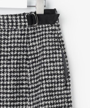 J.PRESS LADIES ウールシルク ハウンドトゥース フレア スカート モノトーン系