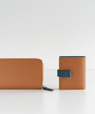 Atelier nuu 【長財布/バイカラー/本革】noble ラウンドウォレット キャメル×ブルー
