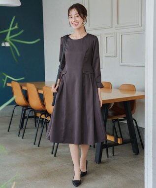 Tiaclasse 【洗える】サイドフラップワンピース チャコールグレー