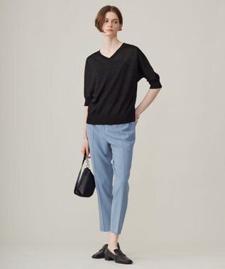 ICB 【洗える】ウール2WAYストレッチ ドロストパンツ ブルーシェイド系