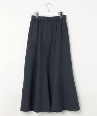 23区 L 【洗える】LIBECOリネン フレアスカート ネイビー系